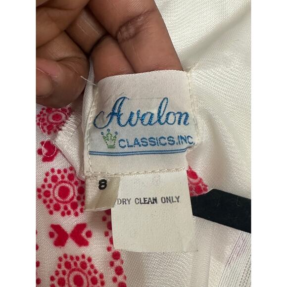 Vintage Avalon Classics Maxi Dress Womens 8 Boho Maxi White Red 70’s Bohemian - Picture 4 of 5